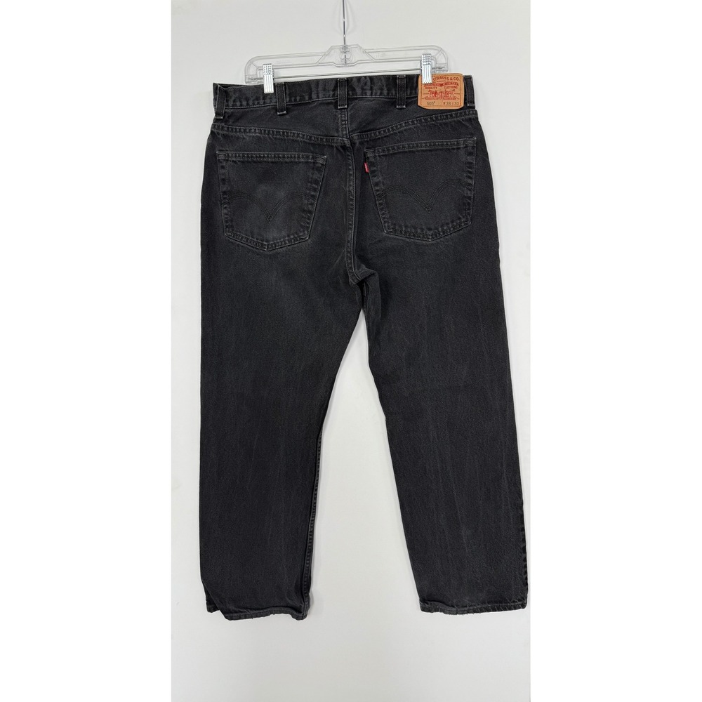 Levis Mens 505 Regular Fit Black Denim Jeans 38x30